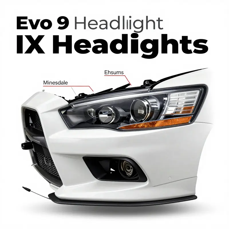 A variety of aftermarket headlights showcasing the diverse options available for the EVO9.