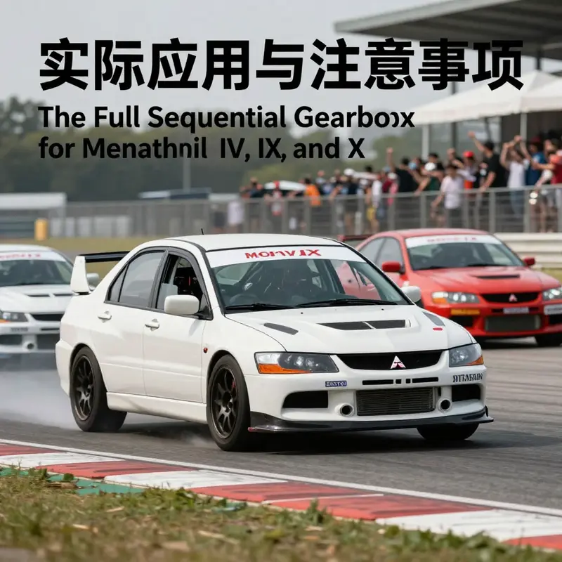 A close-up of a full sequential gearbox showcasing its components, crucial for enhancing performance in Mitsubishi Evolutions.