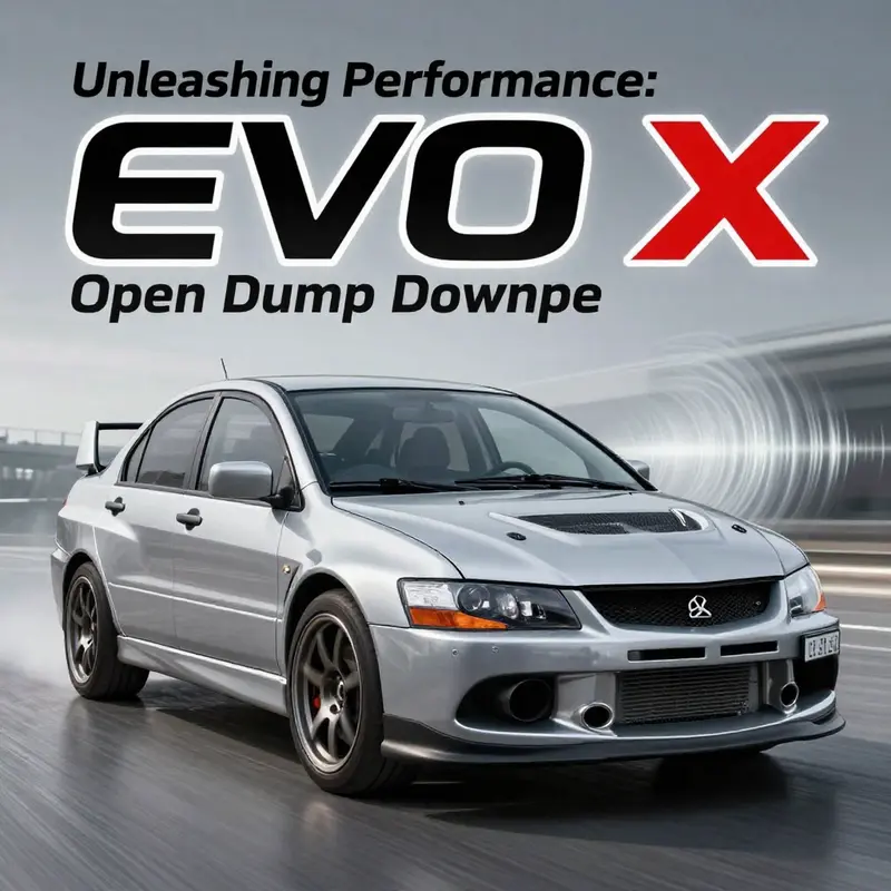 The EVO X open dump downpipe enhancing exhaust flow for improved performance.