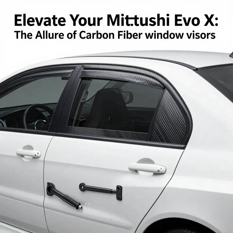Carbon fiber window visors on Mitsubishi Lancer EX Evo X highlight both functionality and aesthetics.