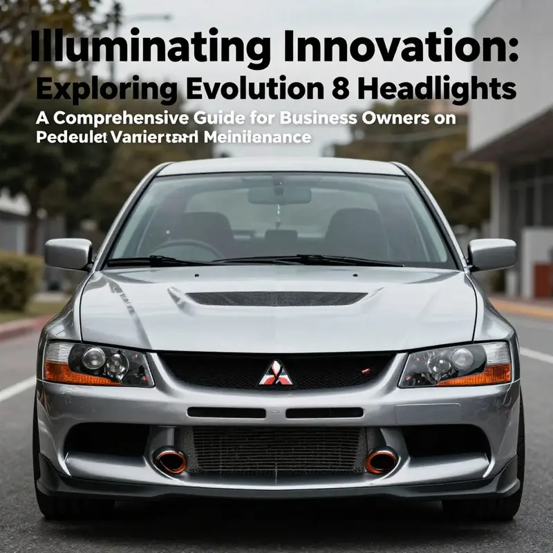 Front view of a Mitsubishi Evolution 8, displaying its prominent headlights and sporty design under natural light.