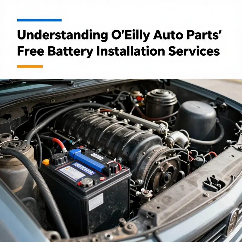 A mechanic performing battery installation at O’Reilly Auto Parts, showcasing their service.