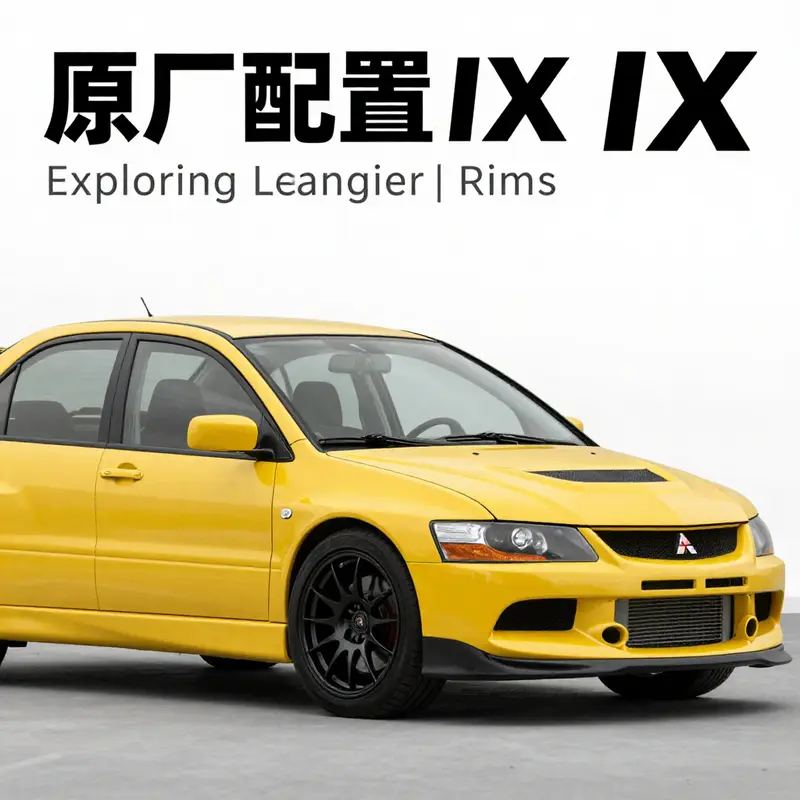 Original 17-inch BBS diamond black rims of the 2006 Evo IX, highlighting its factory specifications.