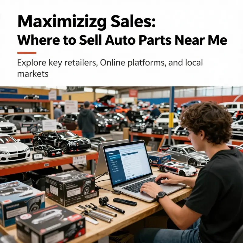 A dynamic auto parts market showcasing both online platforms and physical store interactions.