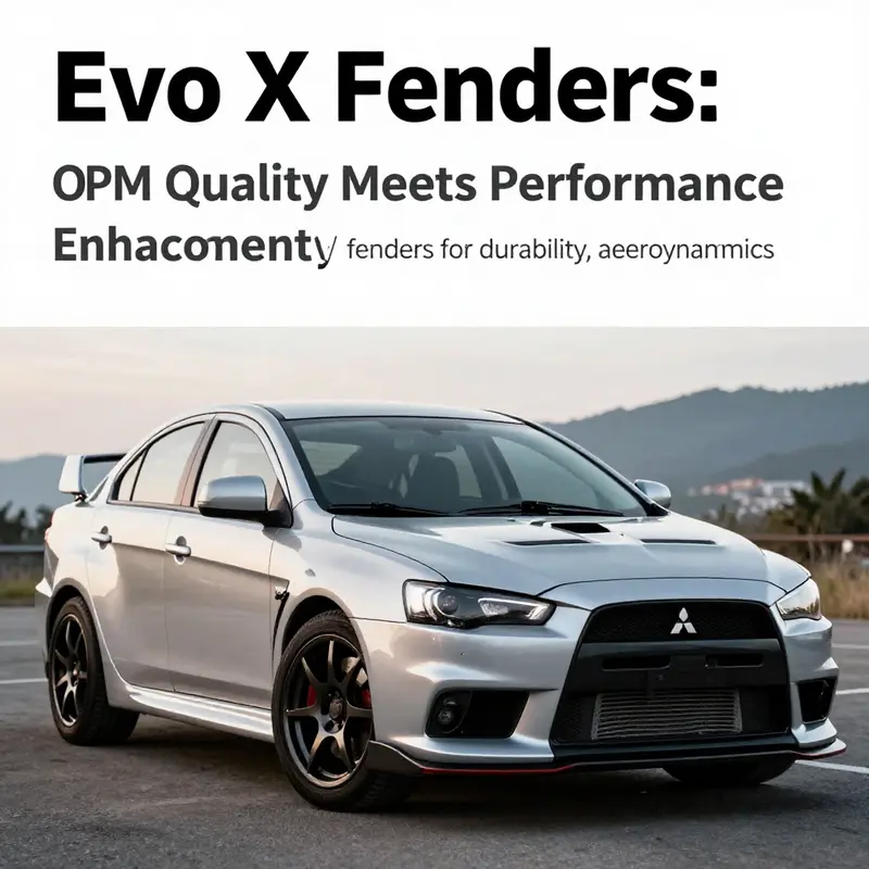 Side view of a Mitsubishi Lancer Evolution X, focusing on its stylish fenders and overall design.