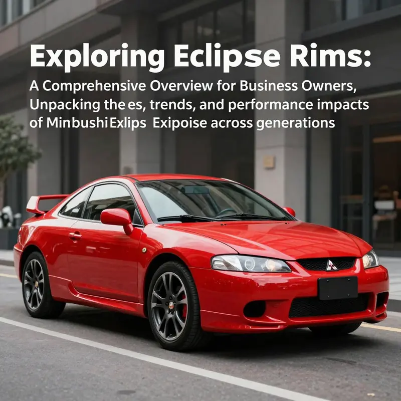 A Mitsubishi Eclipse parked in an urban area, showcasing its stylish rims against a backdrop of modern city architecture.