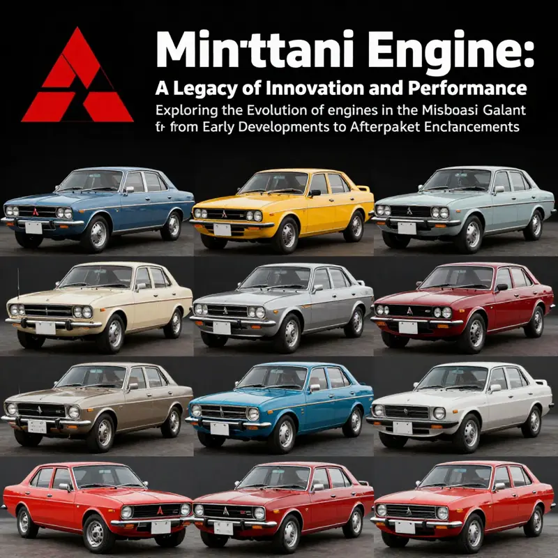 Collage of Mitsubishi Galant models showcasing the evolution of the engine and design.