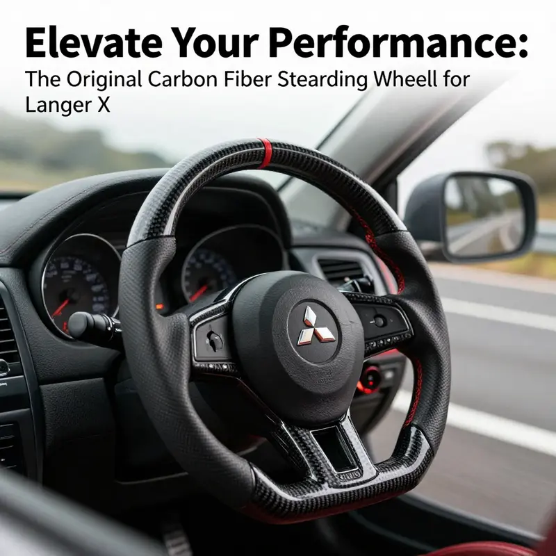 The Mitsubishi Lancer Evo X driving on a scenic road, showcasing its carbon fiber steering wheel in action.