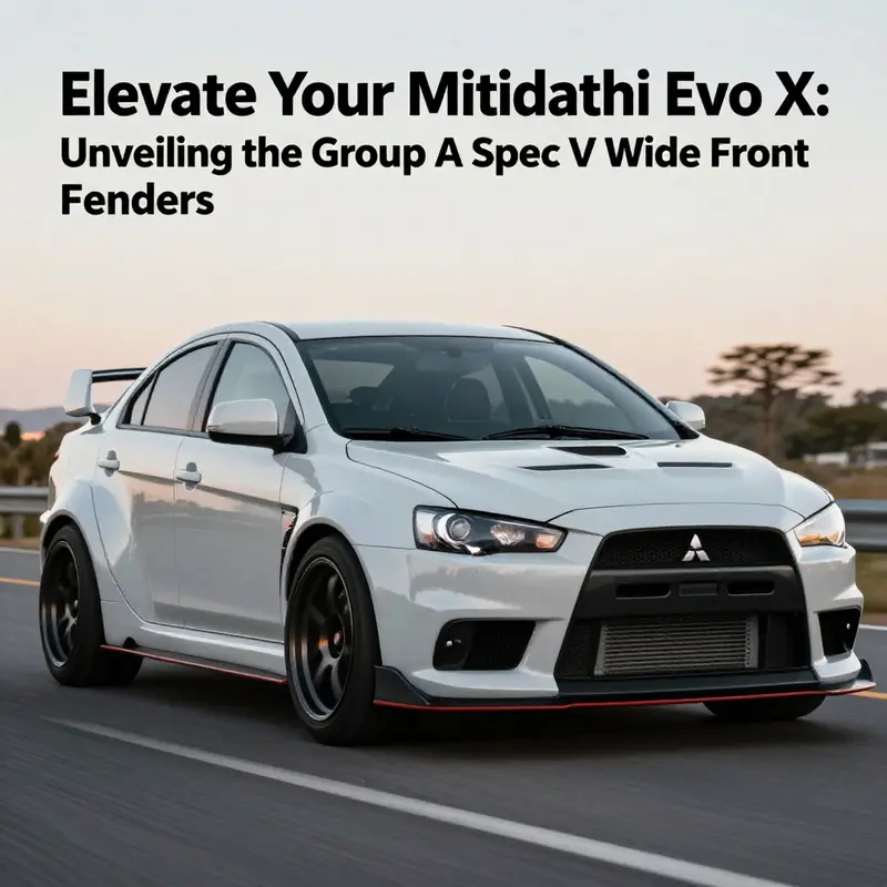 Detailed view highlighting the refined structure and high-quality materials of the Group A wide front fenders for Evo X.