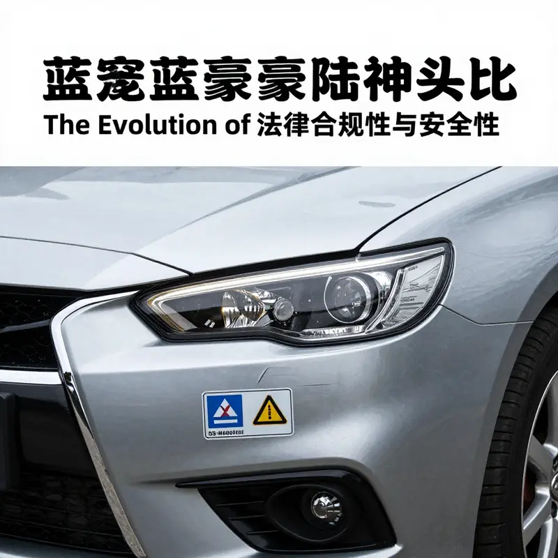 Detailed view of OEM Mitsubishi Lancer Evolution headlights illustrating their design evolution.