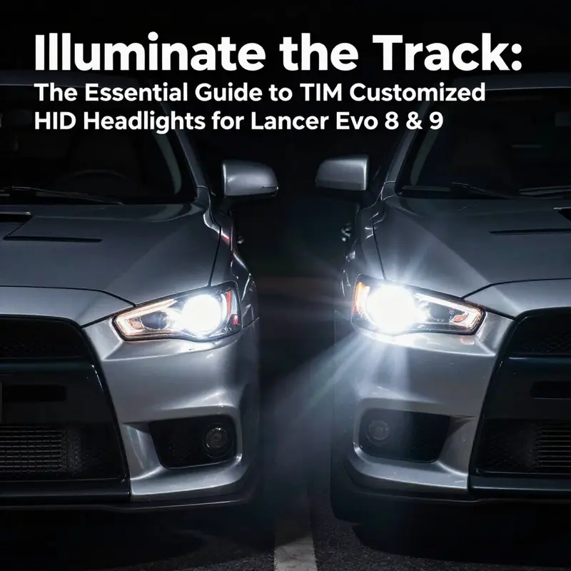 Advanced HID headlight showcasing superior design tailored for Mitsubishi Lancer Evolution 8 & 9.