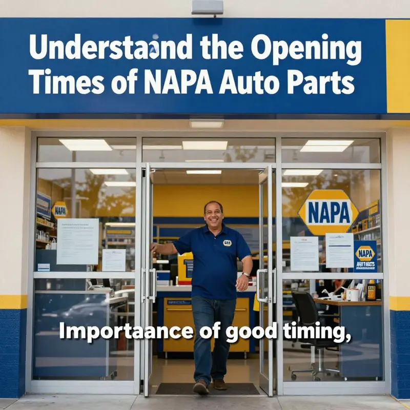 Variability in opening hours across various NAPA Auto Parts locations.