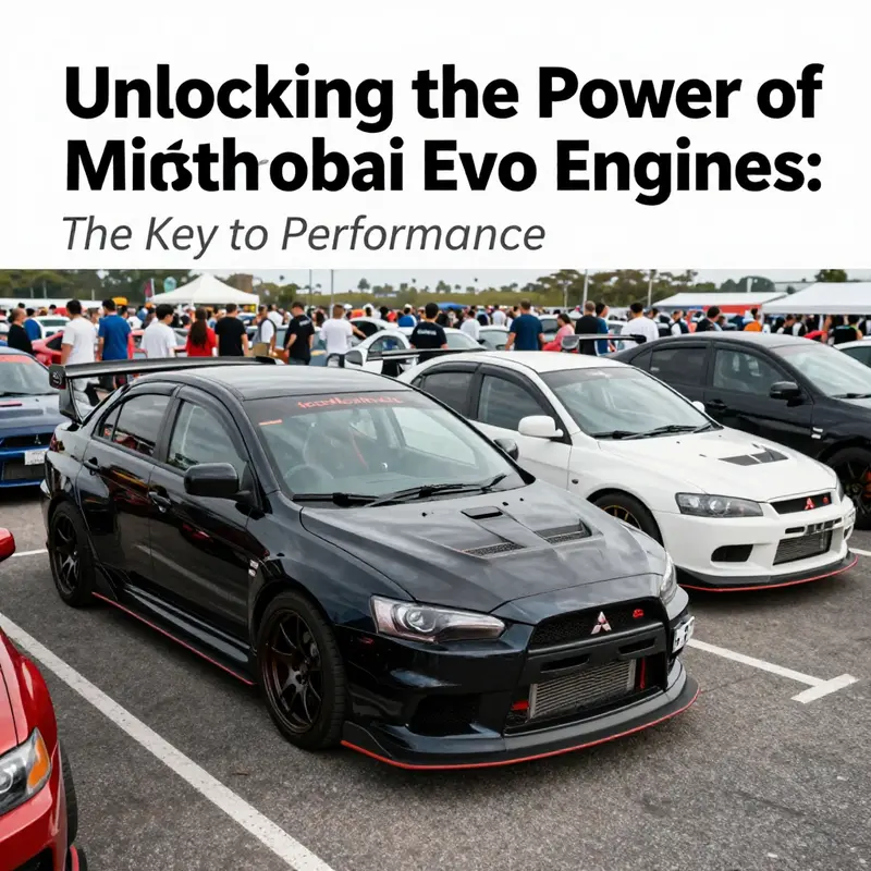 A collection of Mitsubishi Evo engines represents the variety available in the market.