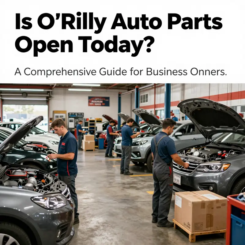 A view of an O’Reilly Auto Parts store indicating it is open today.