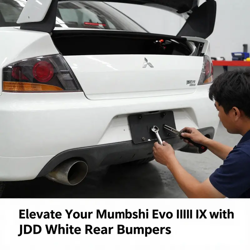 A JDM rear bumper for Mitsubishi Evo VIII IX highlighting its elegant white finish.