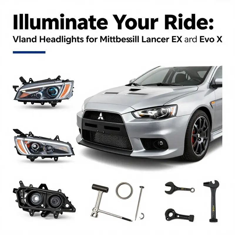 Stylish Vland headlights enhancing the look of the Mitsubishi Lancer EX.
