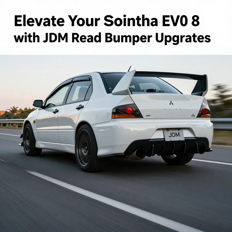 The distinctive and aggressive design of the JDM EVO 8 rear bumper enhances the vehicle’s overall appeal.