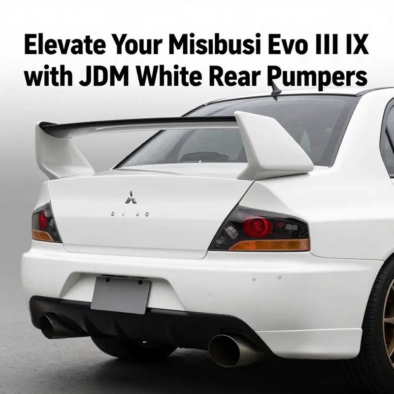 A JDM rear bumper for Mitsubishi Evo VIII IX highlighting its elegant white finish.