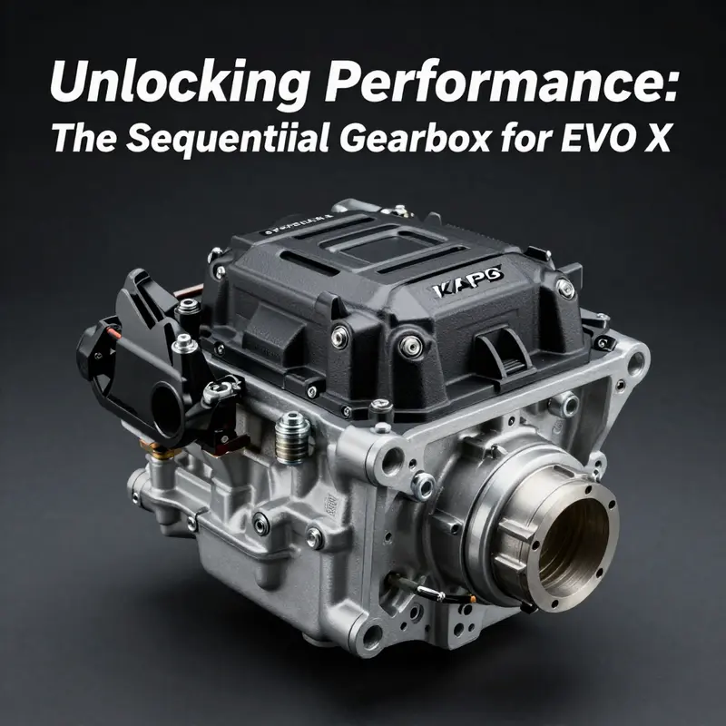 KAPS sequential gearbox fitted in an EVO X, illustrating its precision engineering and performance capabilities.