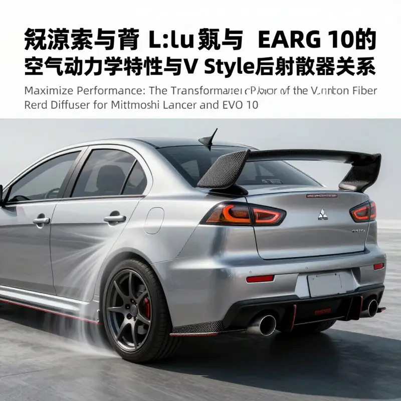 Mitsubishi EVO 10 featuring the V Style carbon rear diffuser, emphasizing performance enhancements.