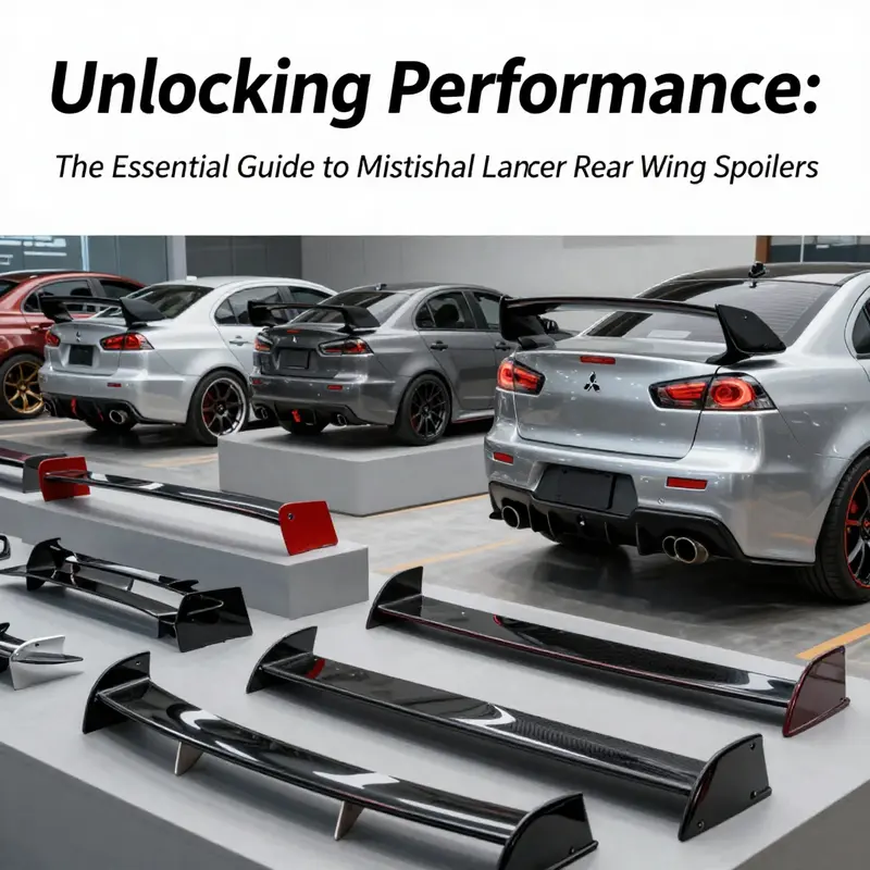 The Mitsubishi Lancer’s rear wing spoiler optimized for aerodynamic performance on a racetrack.