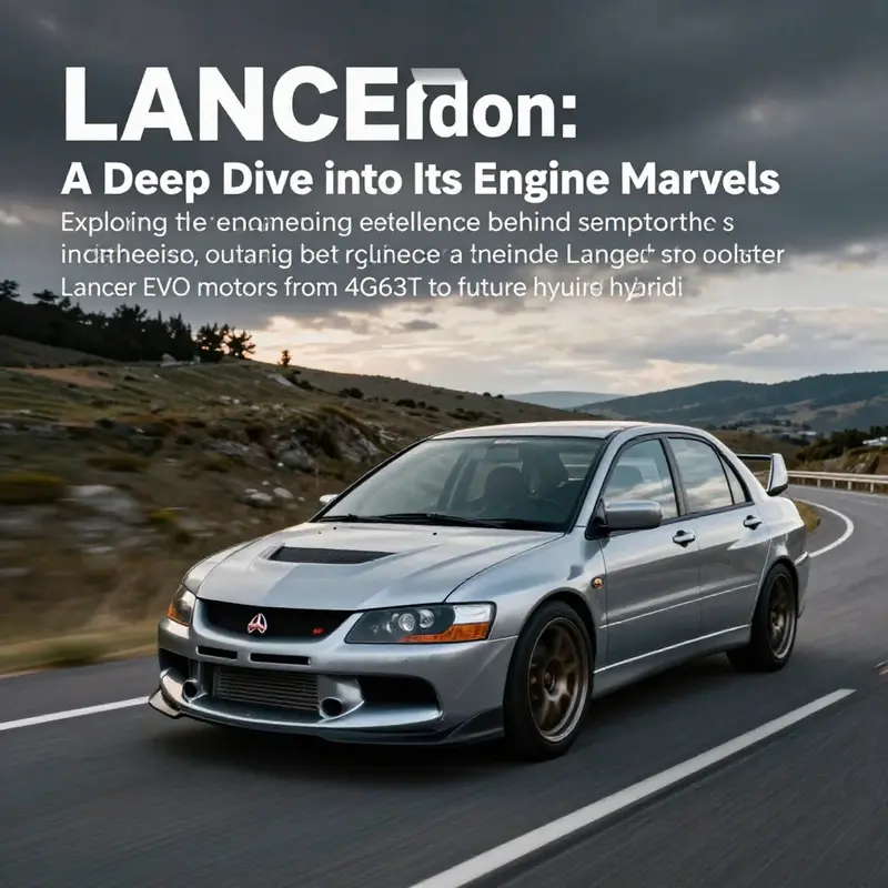 Lancer Evolution driving through a scenic landscape, representing its high performance.