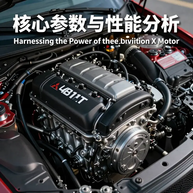 The powerful 4B11T engine at the heart of the Lancer EVO X, showcasing its turbo setup and advanced engineering.