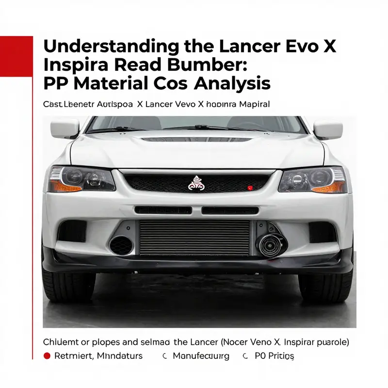 Detailed specifications of the Lancer Evo X Inspira rear bumper made from polypropylene.