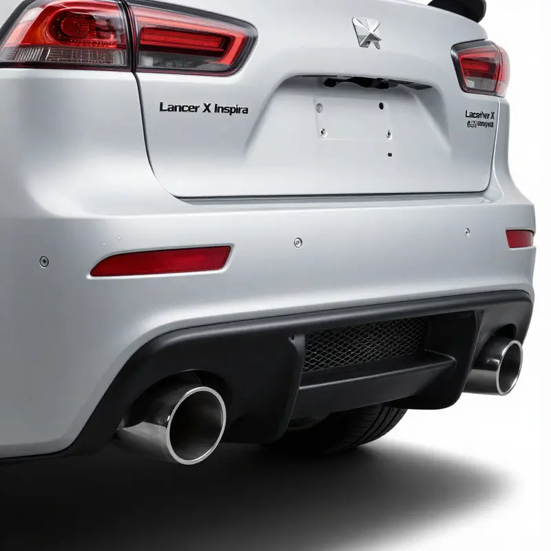 Detailed specifications of the Lancer Evo X Inspira rear bumper made from polypropylene.