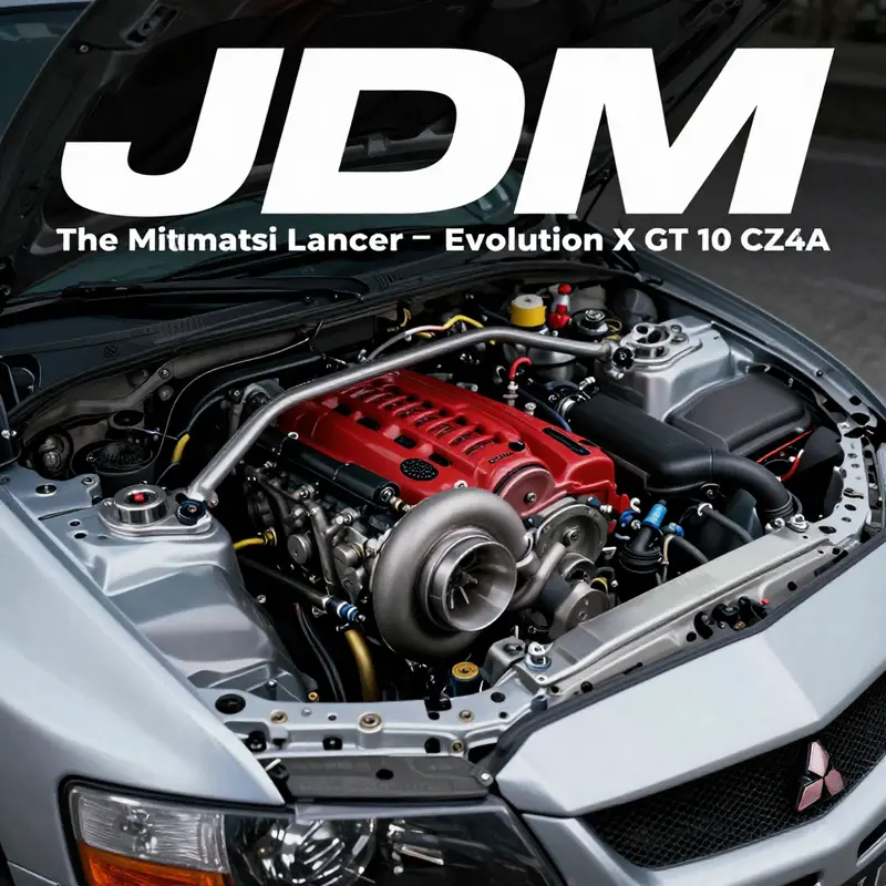 The Mitsubishi Evolution X GT 10 CZ4A on a winding road, exemplifying its design and specification highlights.