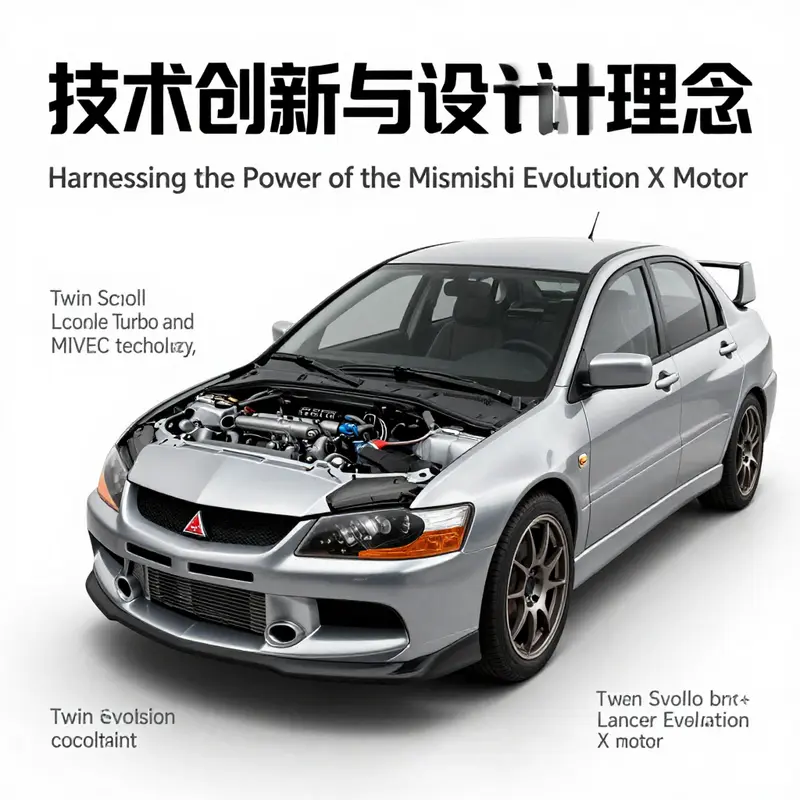 The powerful 4B11T engine at the heart of the Lancer EVO X, showcasing its turbo setup and advanced engineering.