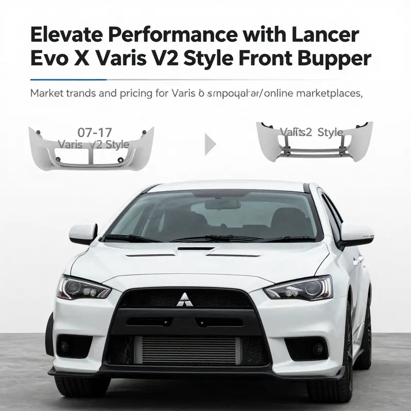 The Mitsubishi Lancer Evo X equipped with the Varis V2 Style front bumper, highlighting its aggressive and aerodynamic design.