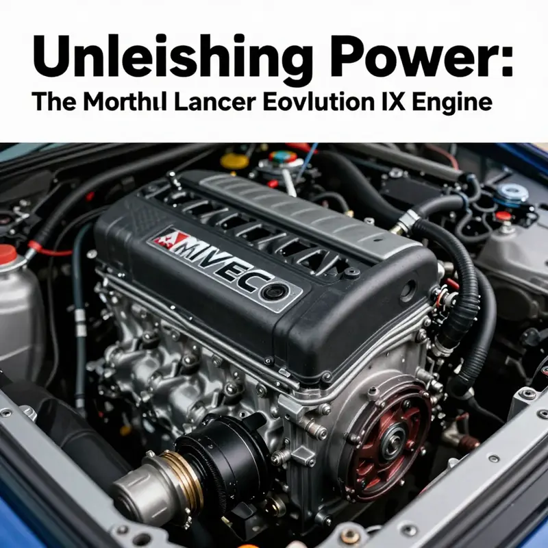 The intricate design of the 4G63T engine with MIVEC technology highlights the Mitsubishi Lancer Evolution IX’s groundbreaking advancements.