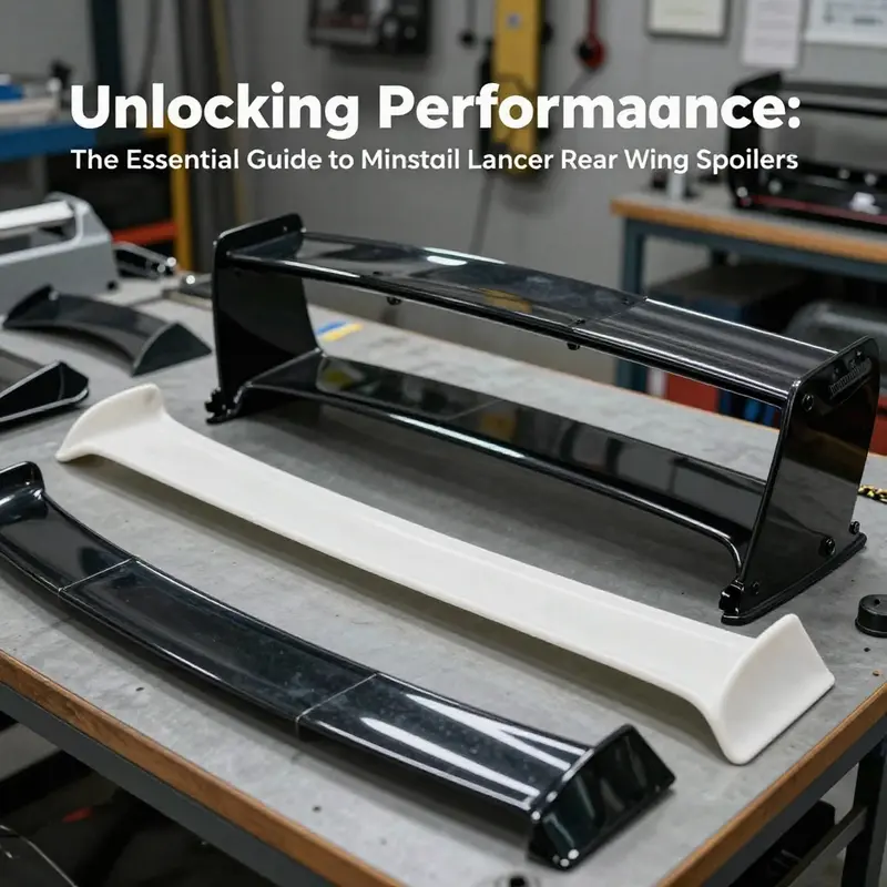 The Mitsubishi Lancer’s rear wing spoiler optimized for aerodynamic performance on a racetrack.