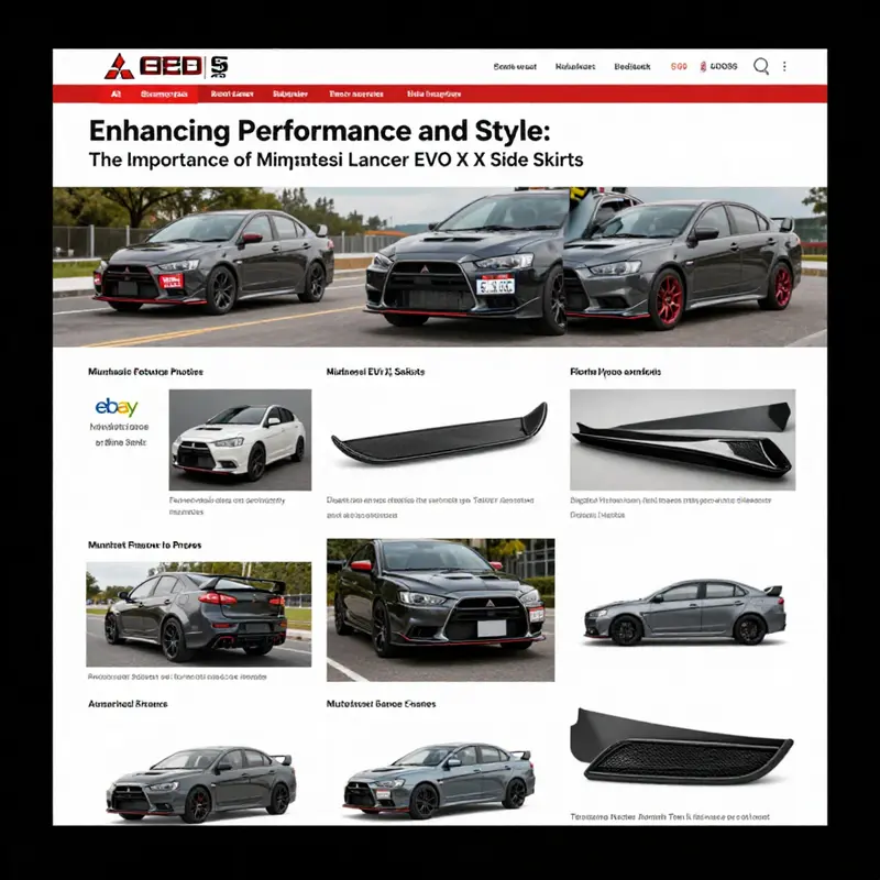 Technical specifications of the Mitsubishi Lancer EVO X side skirt highlighting its design and material quality.