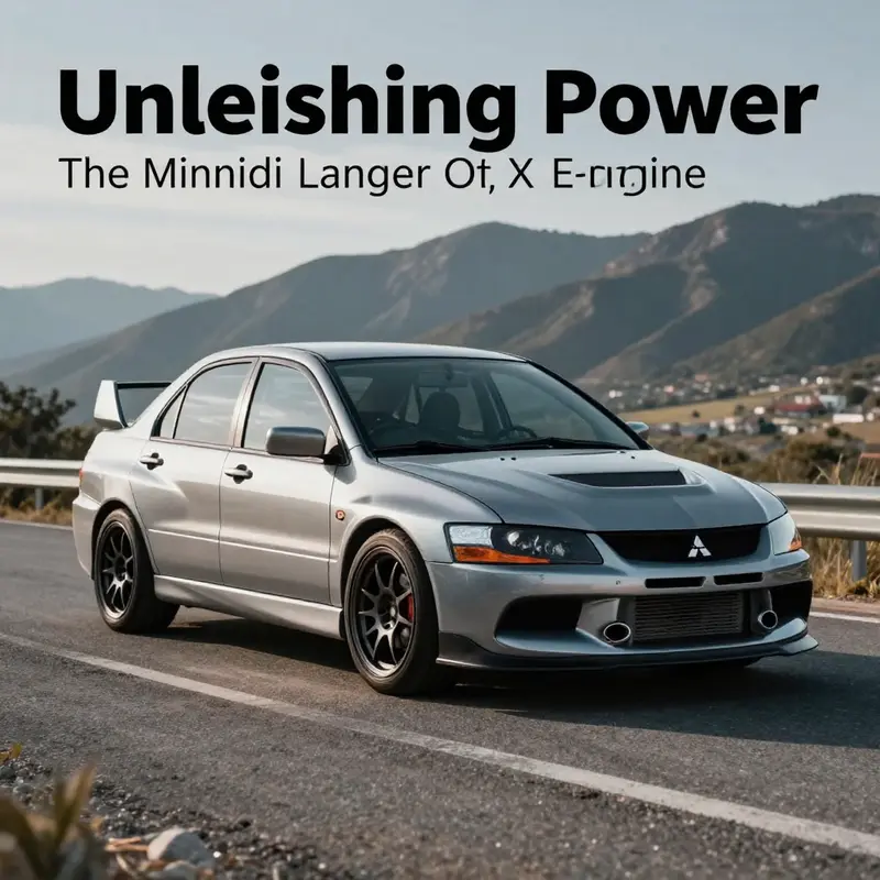 Mitsubishi Lancer Evolution X on a picturesque road backdrop, symbolizing its sporty design and performance.