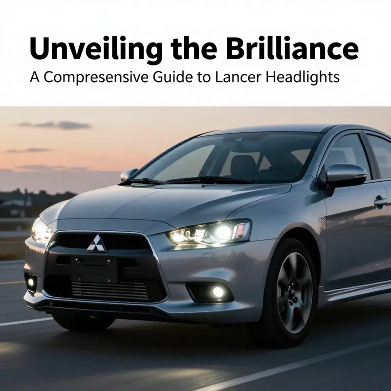 Halogen headlight on a Mitsubishi Lancer showcasing its warm light and effective reflection.