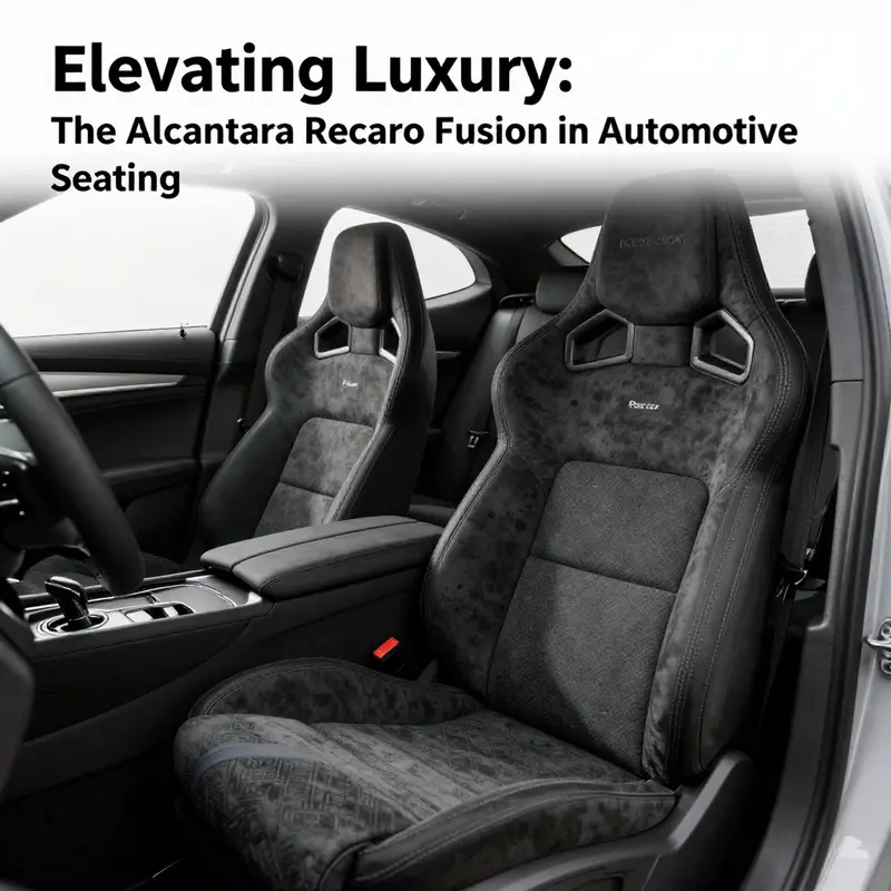 Luxurious car interior with Alcantara and Recaro seats, showcasing an elegant blend of style and performance.