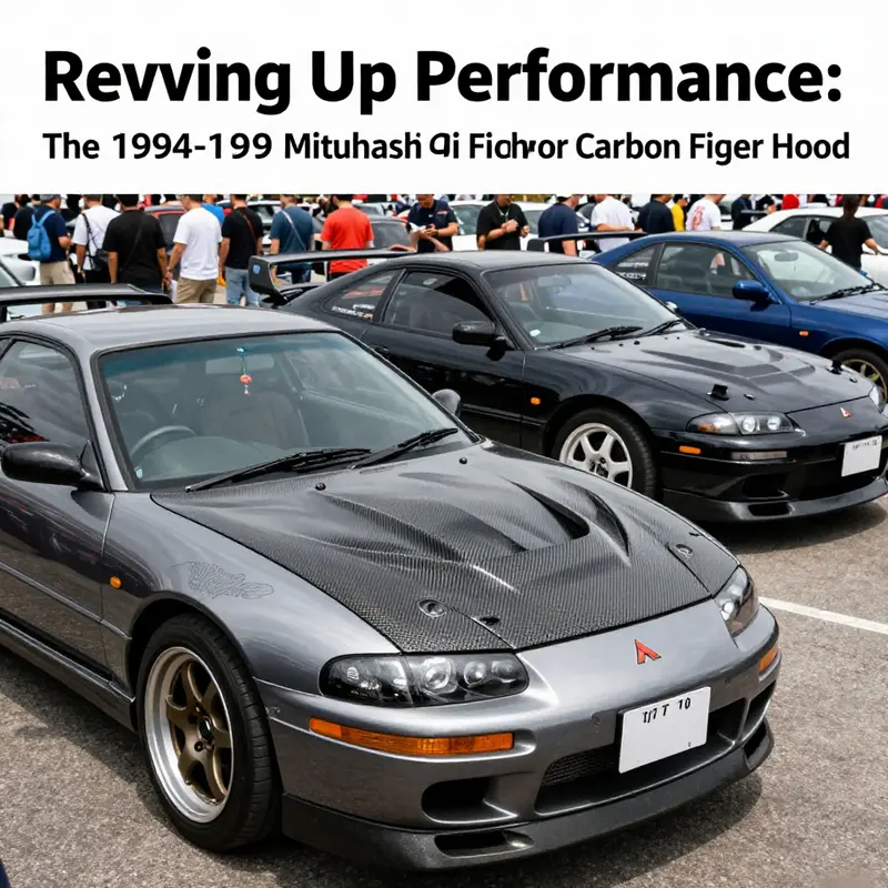 Detailed view of the Pit Fighter carbon fiber hood, illustrating its unique design and material structure.