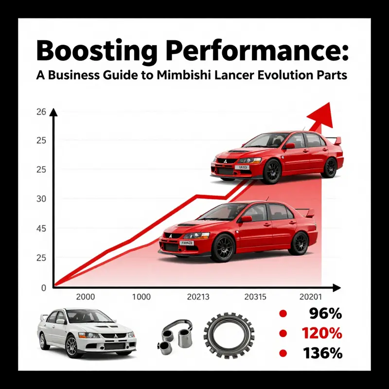 An array of aftermarket parts designed specifically for the Mitsubishi Lancer Evolution, showcasing performance options.