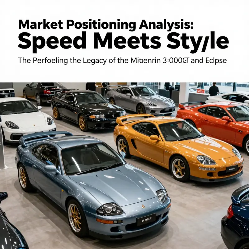 A striking side-by-side comparison of the Mitsubishi 3000GT and Eclipse, depicting their racing spirit.