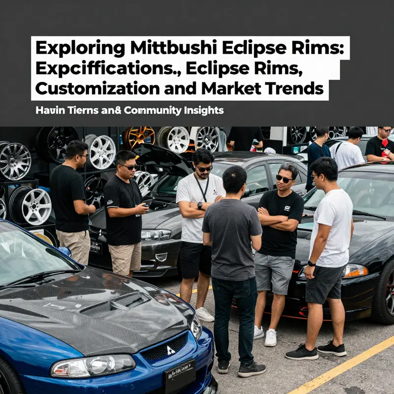 An overview of Mitsubishi Eclipse rims showcasing different specifications, such as sizes and bolt patterns.