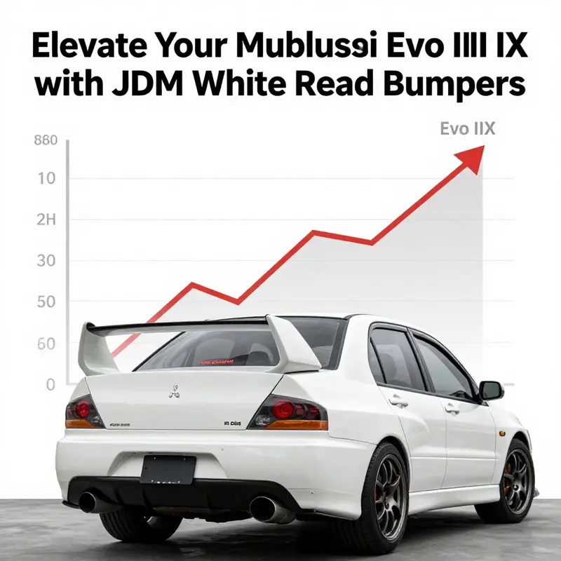 A JDM rear bumper for Mitsubishi Evo VIII IX highlighting its elegant white finish.