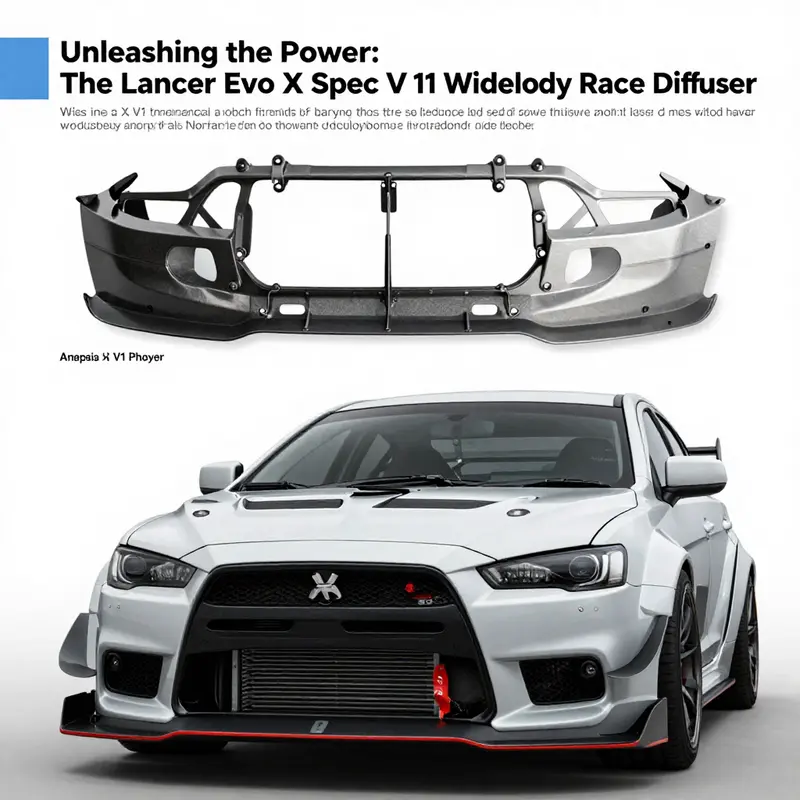 The Lancer Evo X Spec V demonstrating its aerodynamic design on a racetrack.