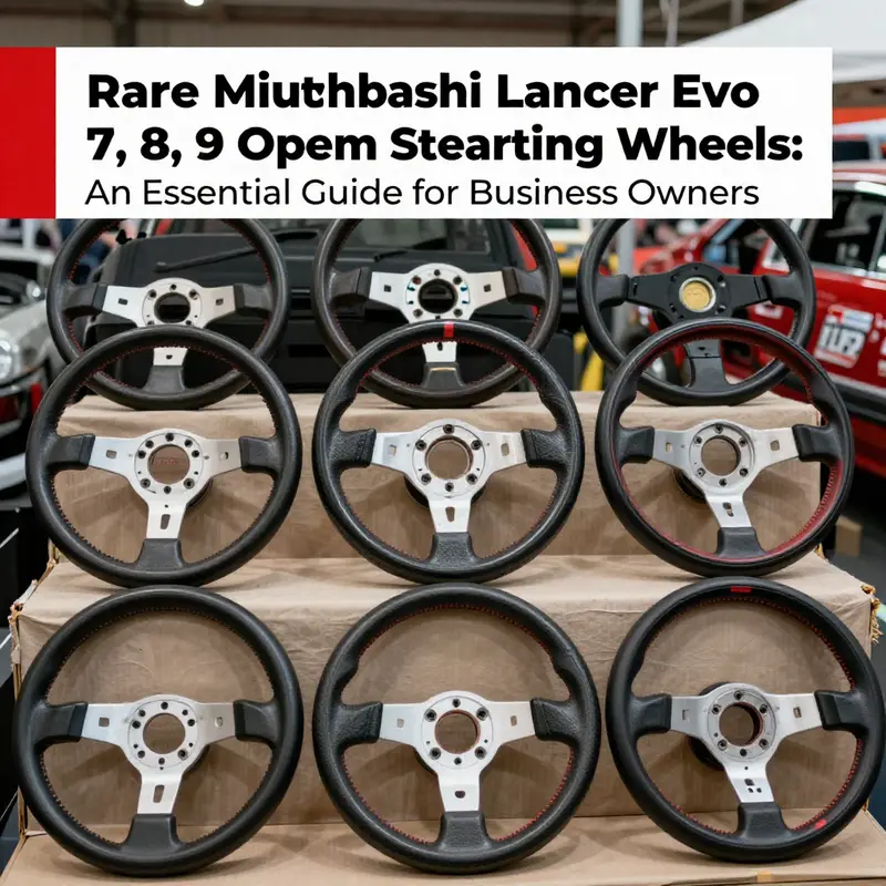 An original Mitsubishi Lancer Evo 7 steering wheel illustrating its exemplary craftsmanship.