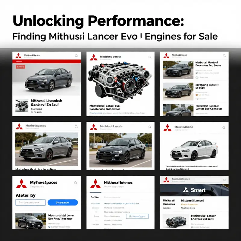 A variety of Mitsubishi Lancer Evo engines listed for sale, showcasing diverse options for enthusiasts.