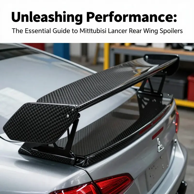 A Mitsubishi Lancer demonstrating advanced aerodynamic design with a sleek rear wing spoiler.