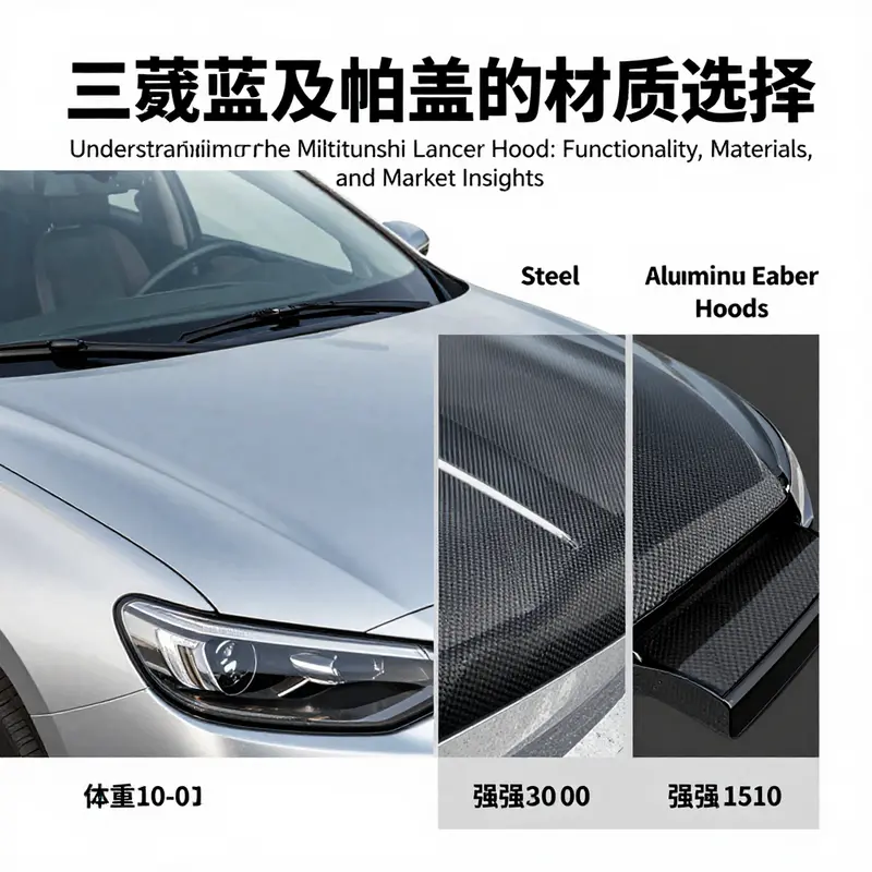 A detailed view of the Mitsubishi Lancer hood, emphasizing its functional design and aerodynamic features.