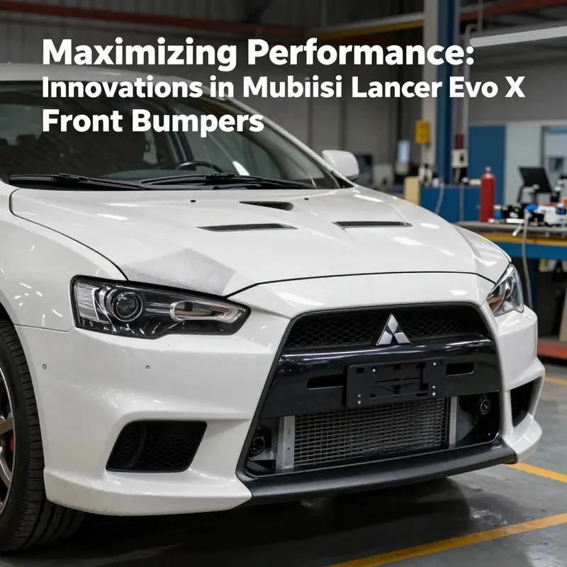 A customized Mitsubishi Lancer Evo X showcasing the latest in aftermarket front bumper designs.