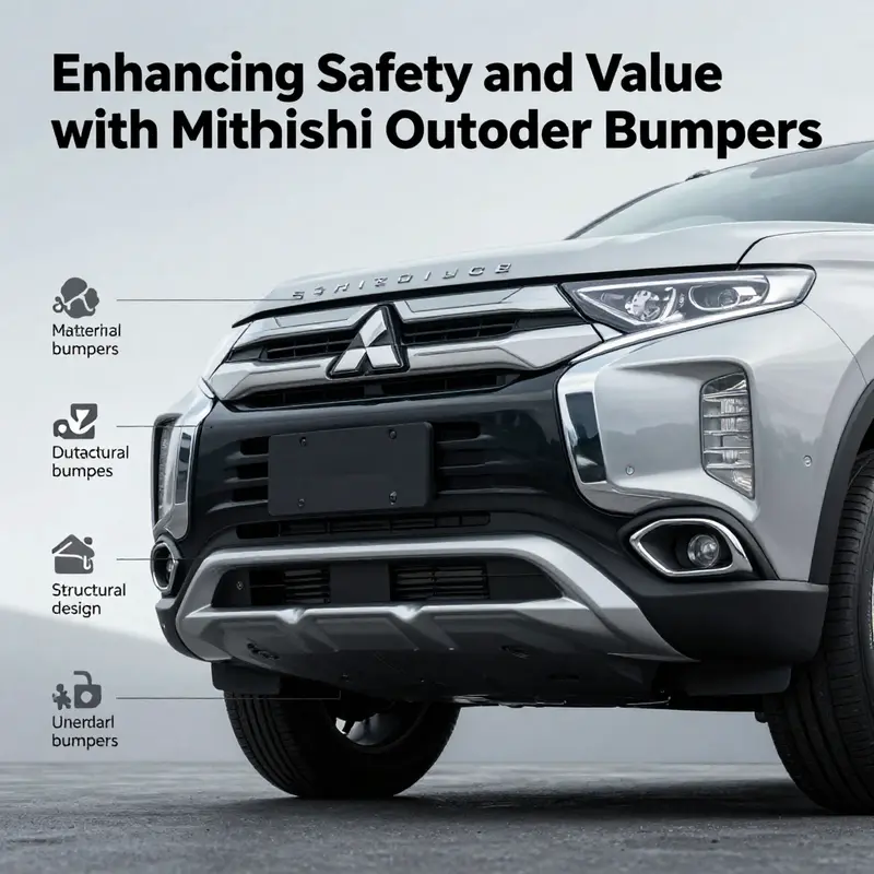 A close-up view of a Mitsubishi Outlander bumper, showcasing its design elements vital for safety and performance.